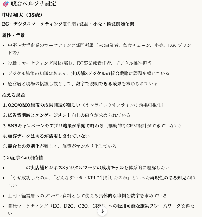 AIを使ったペルソナ設定の出力例